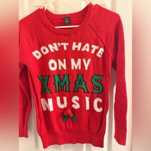 Cold Crush Red Christmas Sweater with Green Lettering size XS